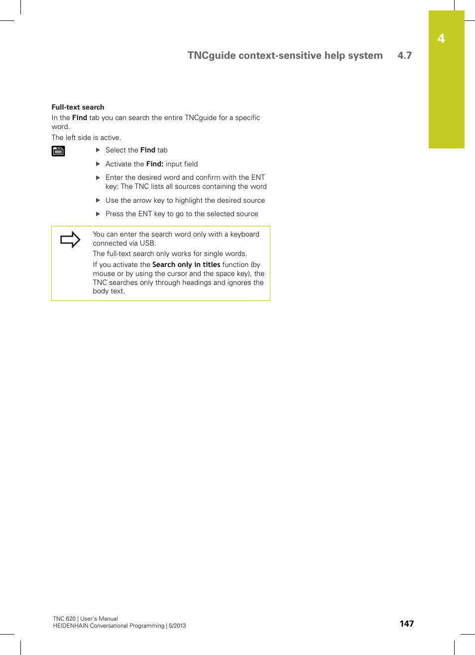 Tncguide context-sensitive help system 4.7 | HEIDENHAIN TNC 620 (73498x-02) User Manual | Page 147 / 599