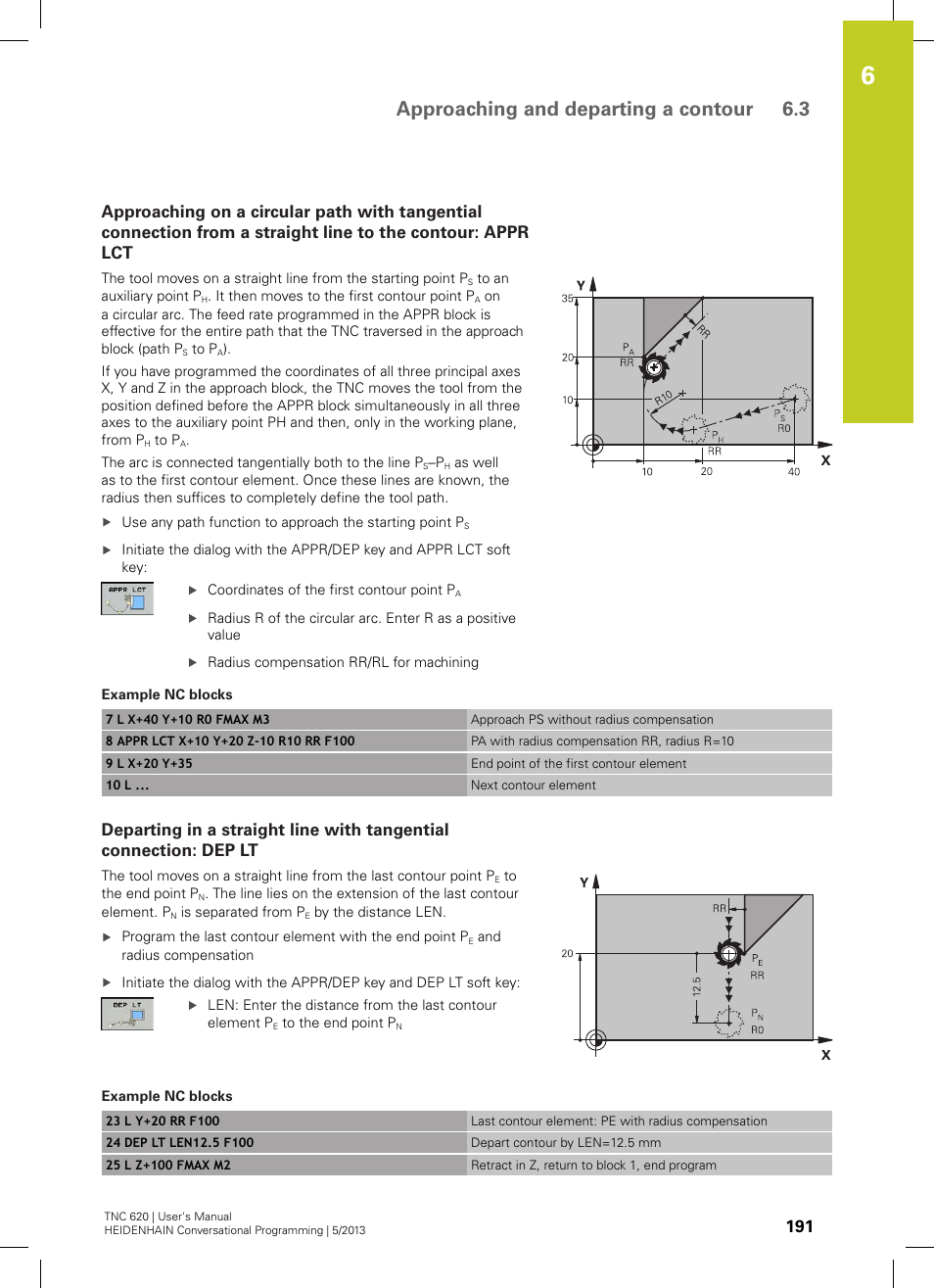 Approaching and departing a contour 6.3 | HEIDENHAIN TNC 620 (73498x-02) User Manual | Page 191 / 599