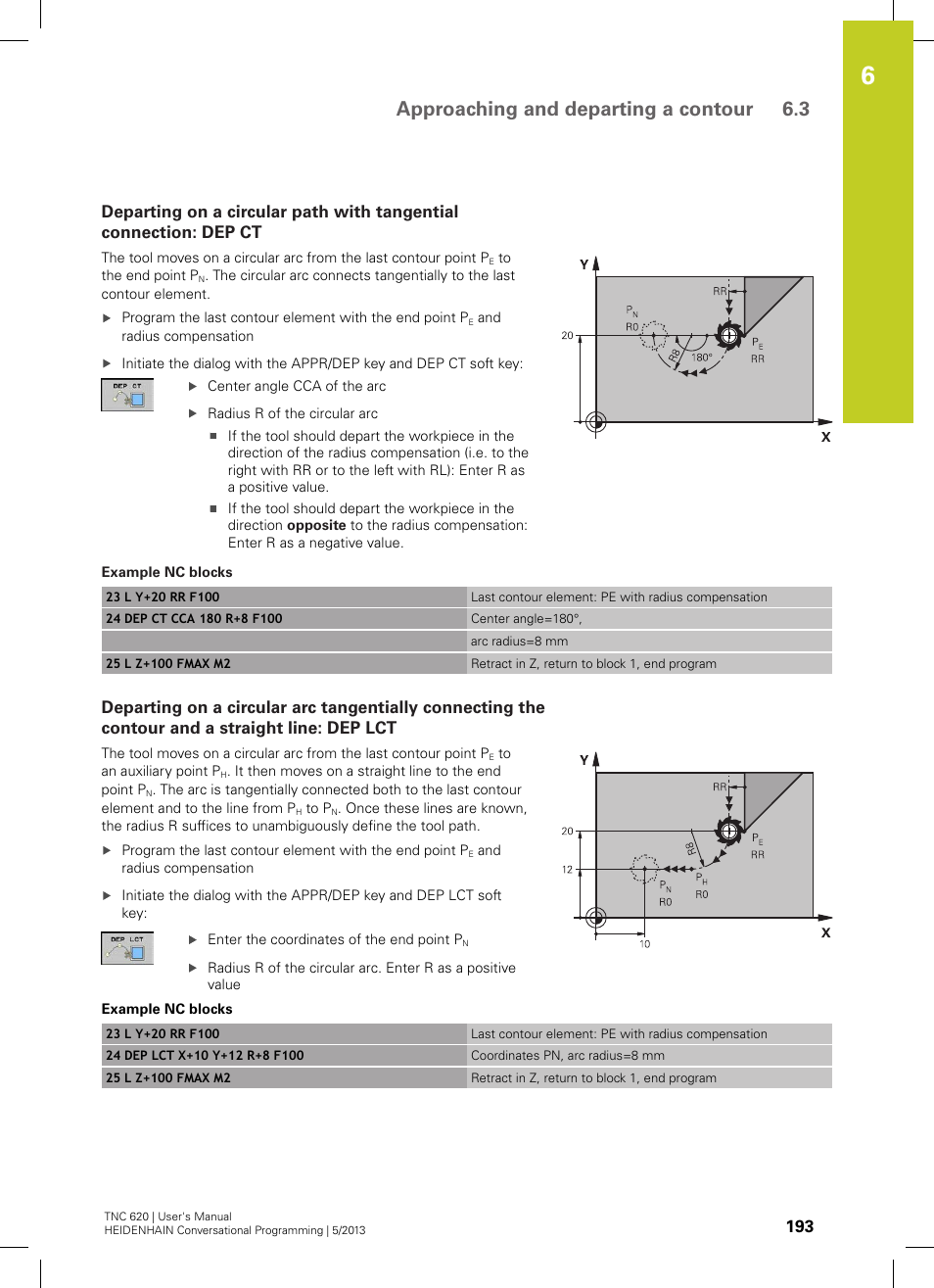 Approaching and departing a contour 6.3 | HEIDENHAIN TNC 620 (73498x-02) User Manual | Page 193 / 599