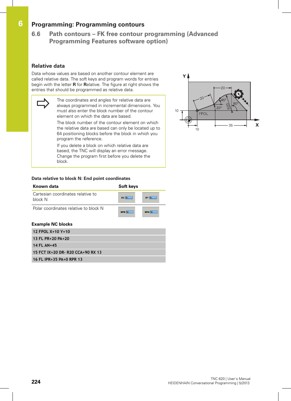 Relative data | HEIDENHAIN TNC 620 (73498x-02) User Manual | Page 224 / 599