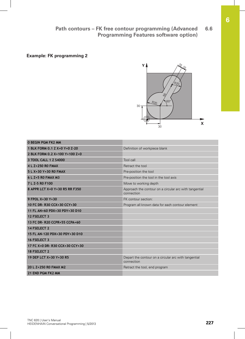 Example: fk programming 2 | HEIDENHAIN TNC 620 (73498x-02) User Manual | Page 227 / 599
