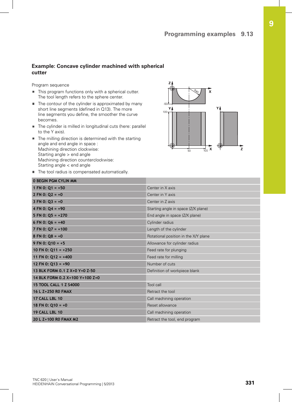 Programming examples 9.13 | HEIDENHAIN TNC 620 (73498x-02) User Manual | Page 331 / 599