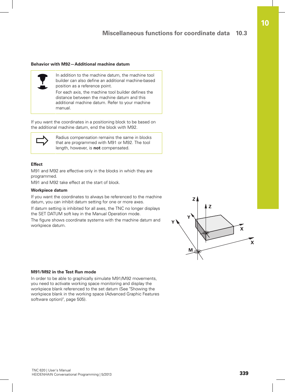 Miscellaneous functions for coordinate data 10.3 | HEIDENHAIN TNC 620 (73498x-02) User Manual | Page 339 / 599