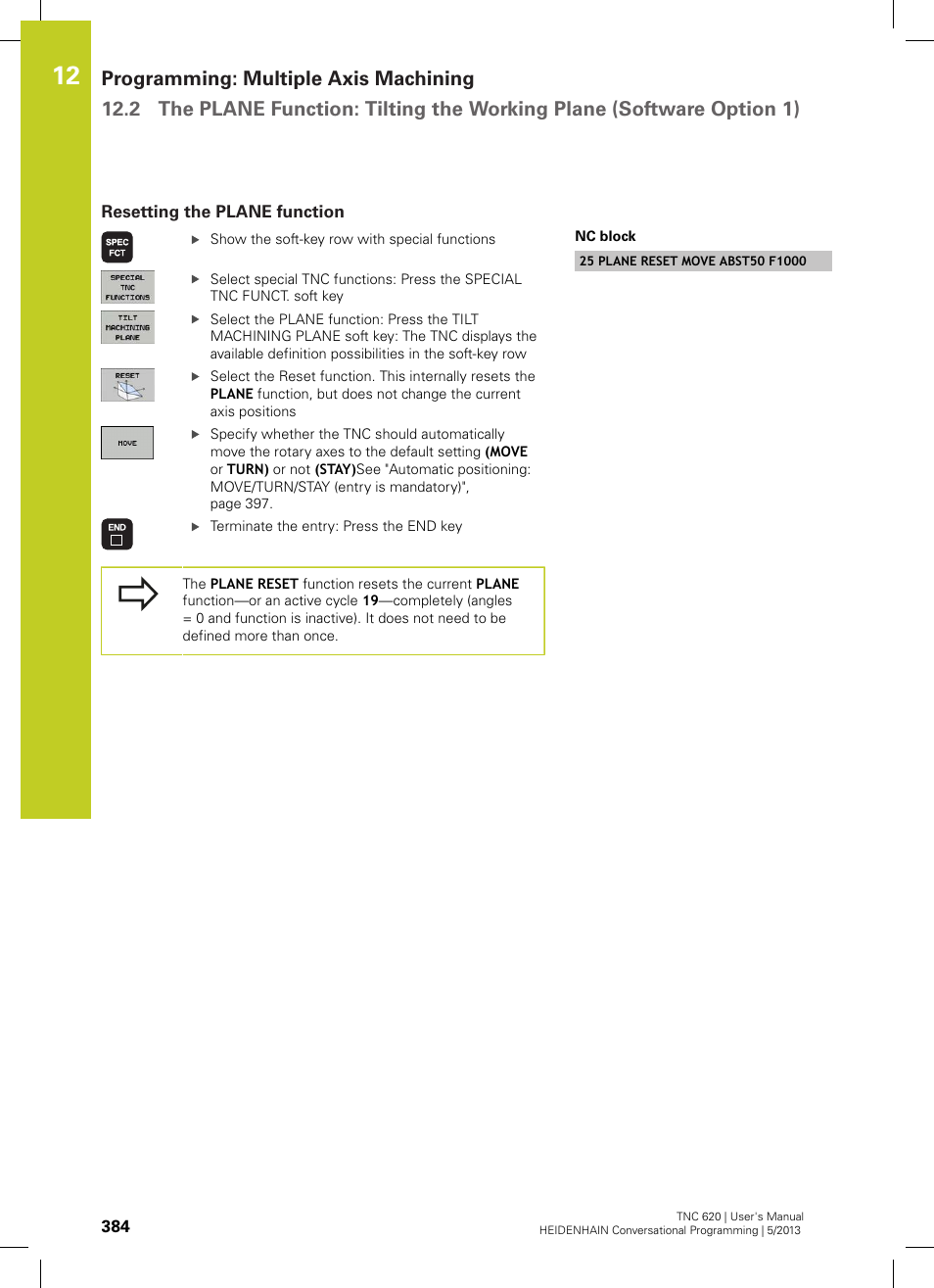 Resetting the plane function | HEIDENHAIN TNC 620 (73498x-02) User Manual | Page 384 / 599