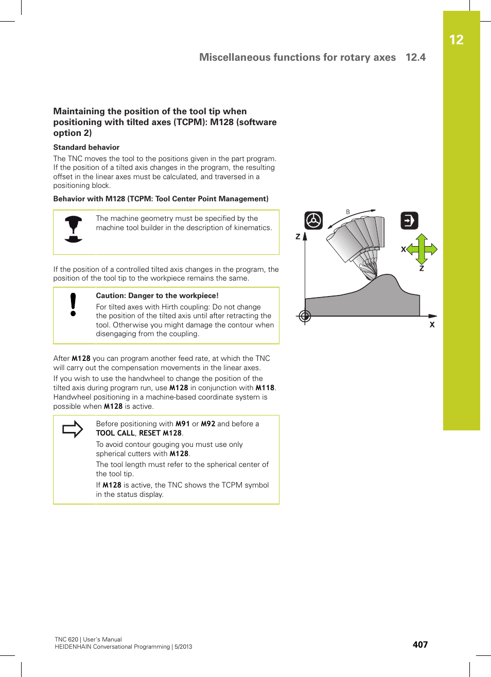 Miscellaneous functions for rotary axes 12.4 | HEIDENHAIN TNC 620 (73498x-02) User Manual | Page 407 / 599