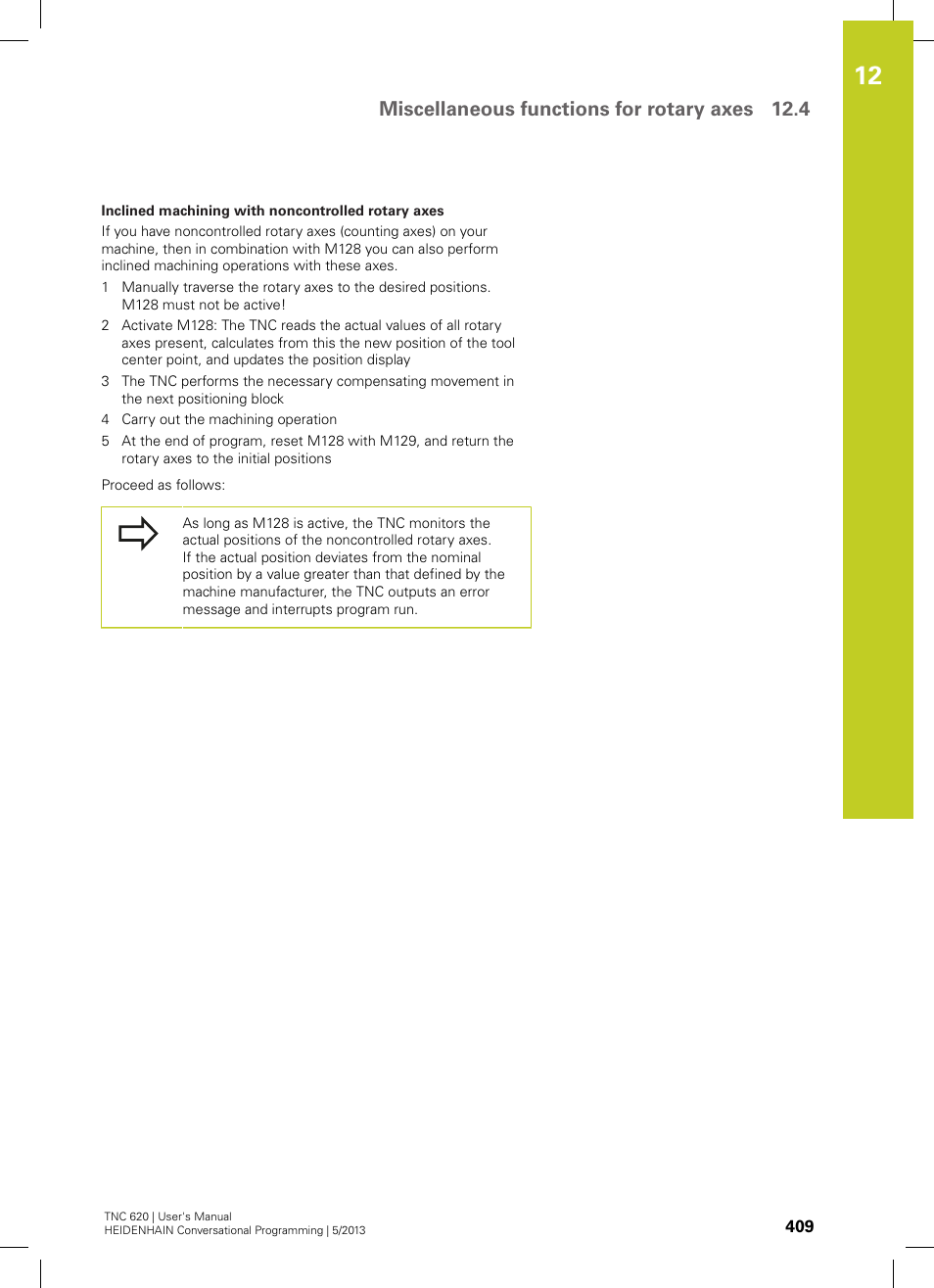 Miscellaneous functions for rotary axes 12.4 | HEIDENHAIN TNC 620 (73498x-02) User Manual | Page 409 / 599