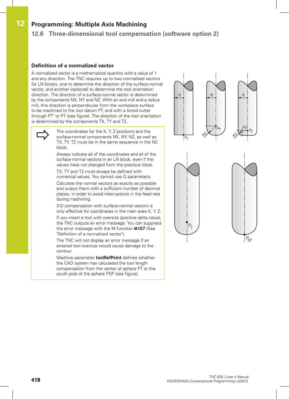 Definition of a normalized vector | HEIDENHAIN TNC 620 (73498x-02) User Manual | Page 418 / 599