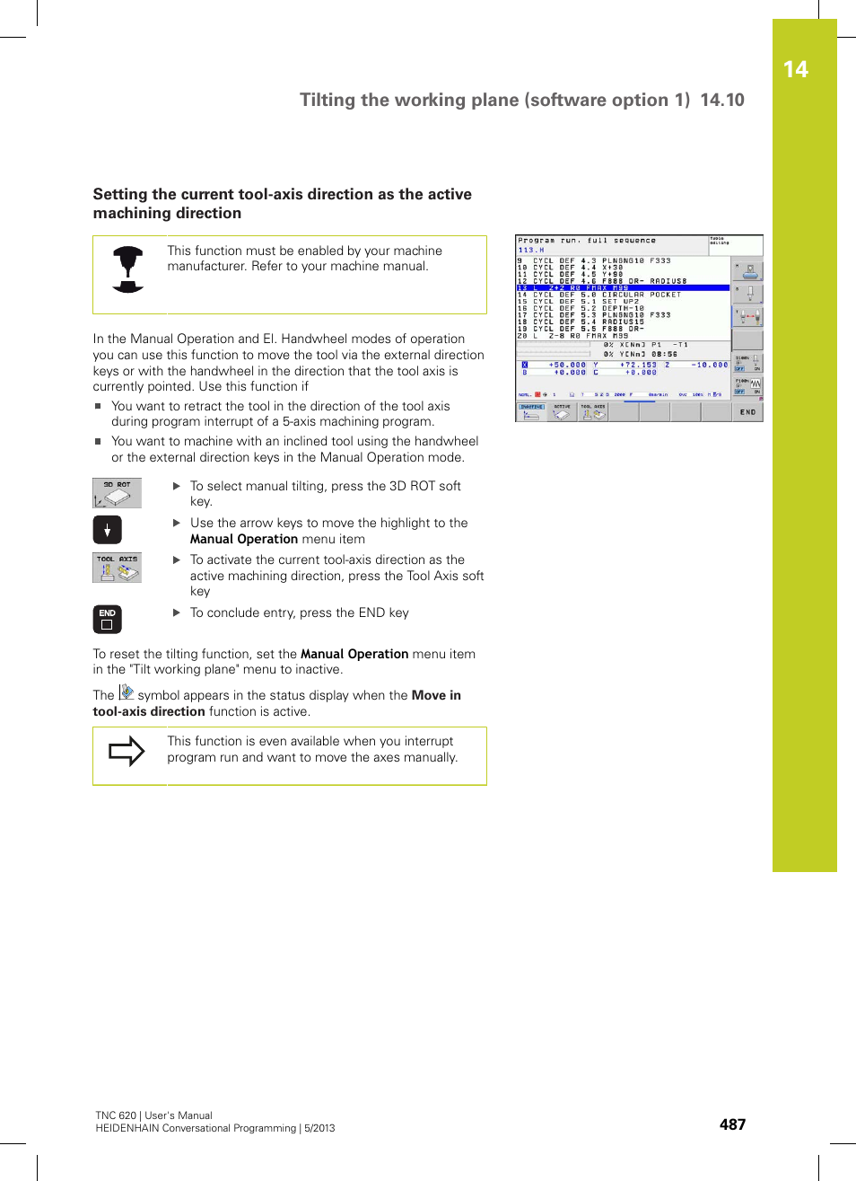 HEIDENHAIN TNC 620 (73498x-02) User Manual | Page 487 / 599