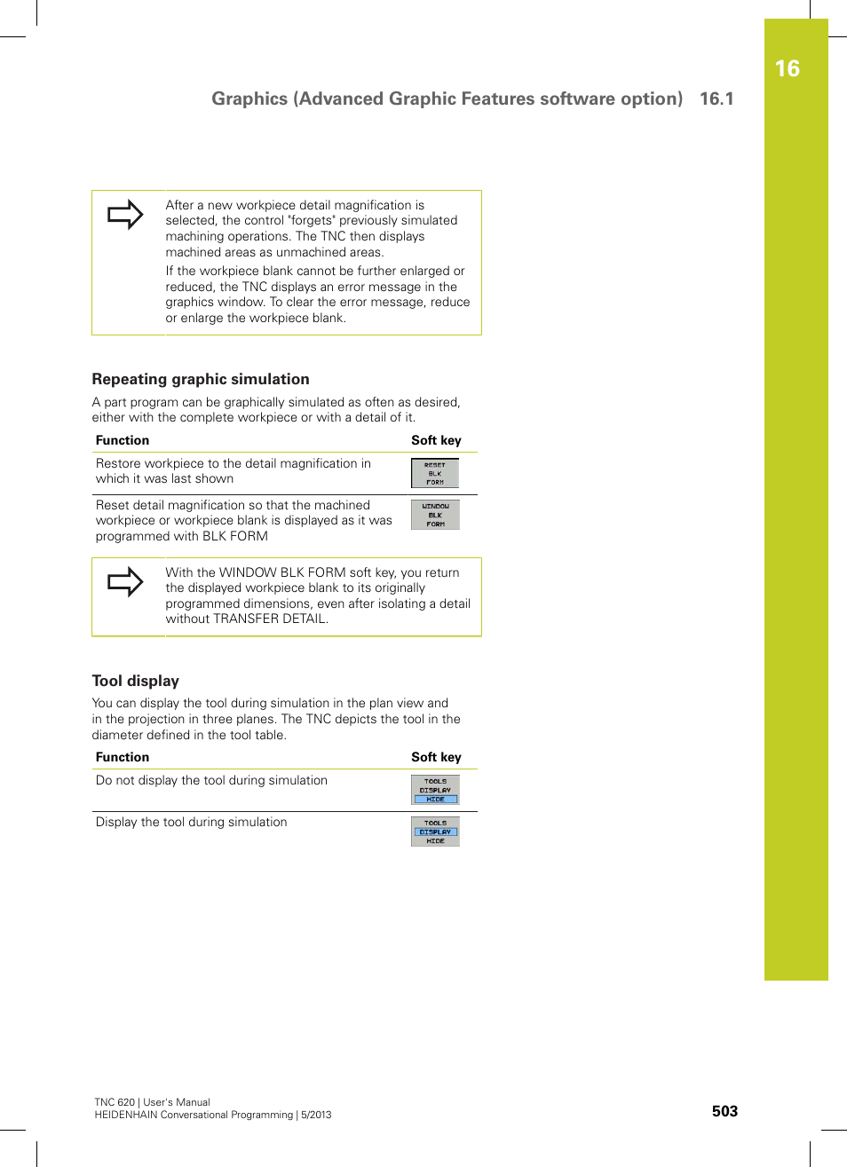 Repeating graphic simulation, Tool display | HEIDENHAIN TNC 620 (73498x-02) User Manual | Page 503 / 599