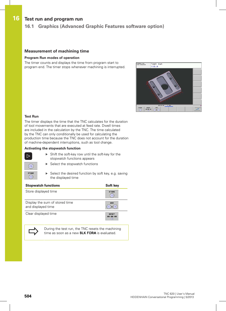 Measurement of machining time | HEIDENHAIN TNC 620 (73498x-02) User Manual | Page 504 / 599