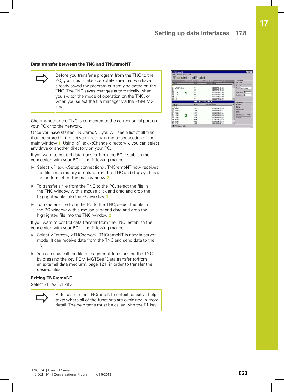 Setting up data interfaces 17.8 | HEIDENHAIN TNC 620 (73498x-02) User Manual | Page 533 / 599