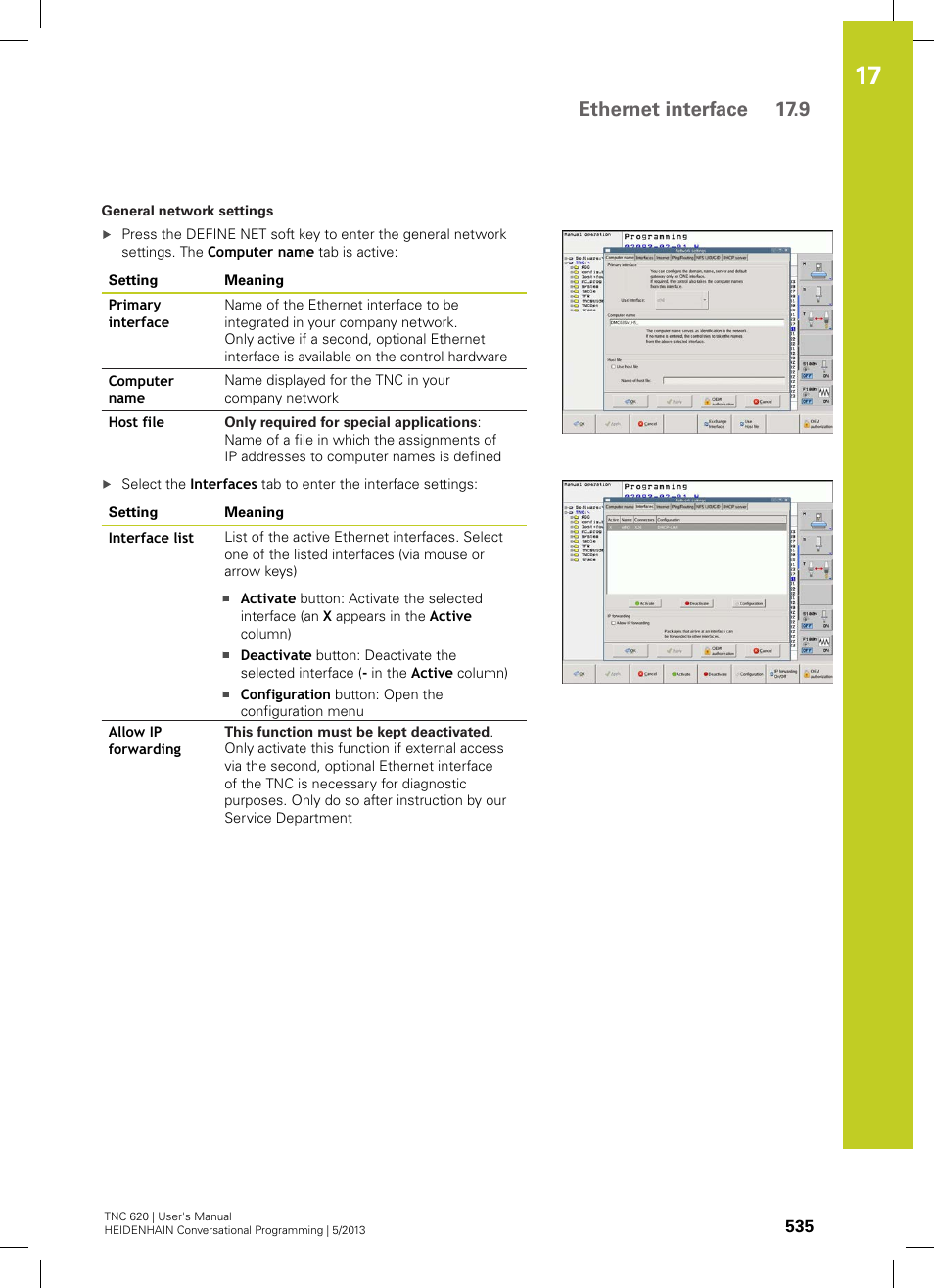 Ethernet interface 17.9 | HEIDENHAIN TNC 620 (73498x-02) User Manual | Page 535 / 599