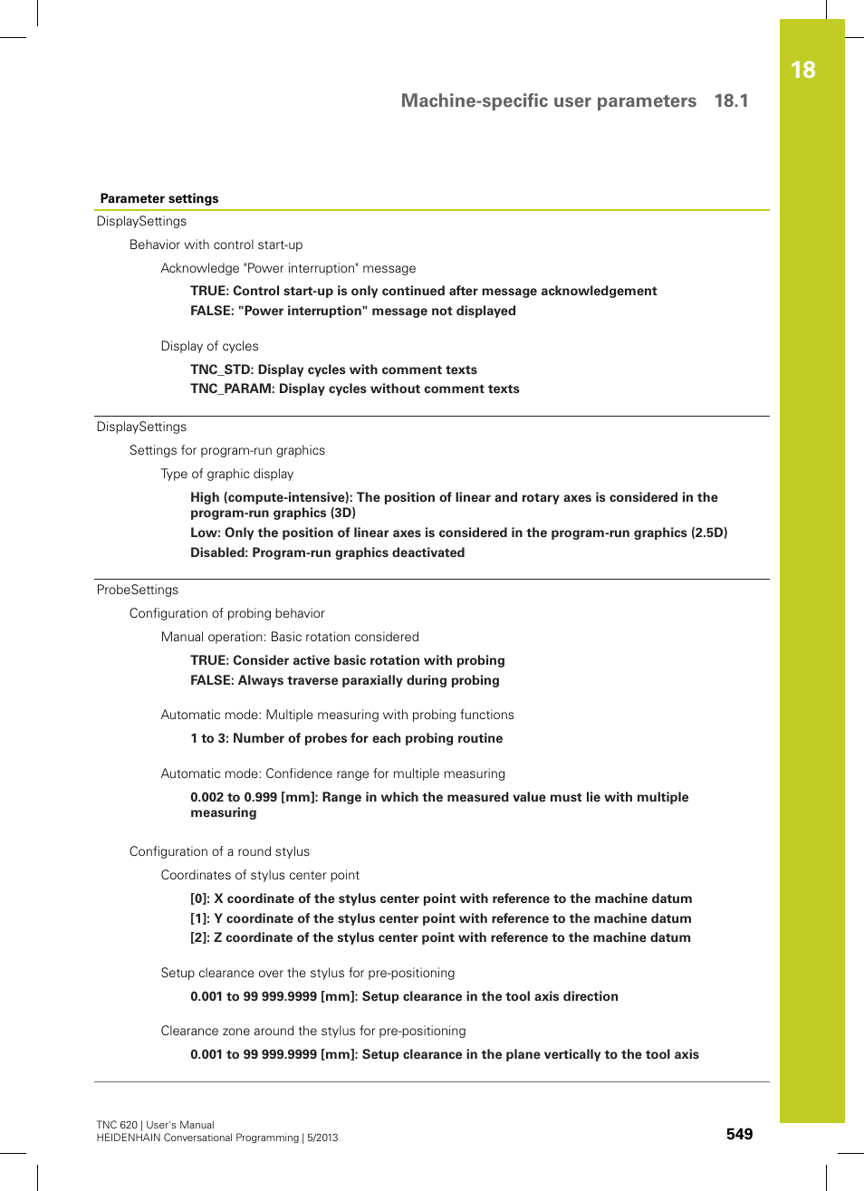 Machine-specific user parameters 18.1 | HEIDENHAIN TNC 620 (73498x-02) User Manual | Page 549 / 599