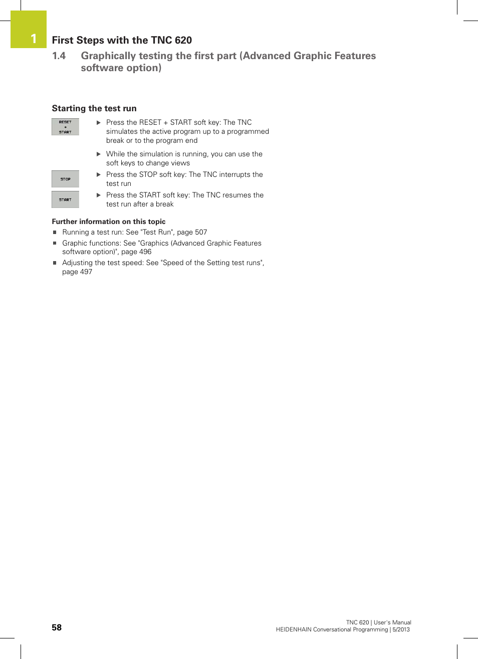 Starting the test run | HEIDENHAIN TNC 620 (73498x-02) User Manual | Page 58 / 599