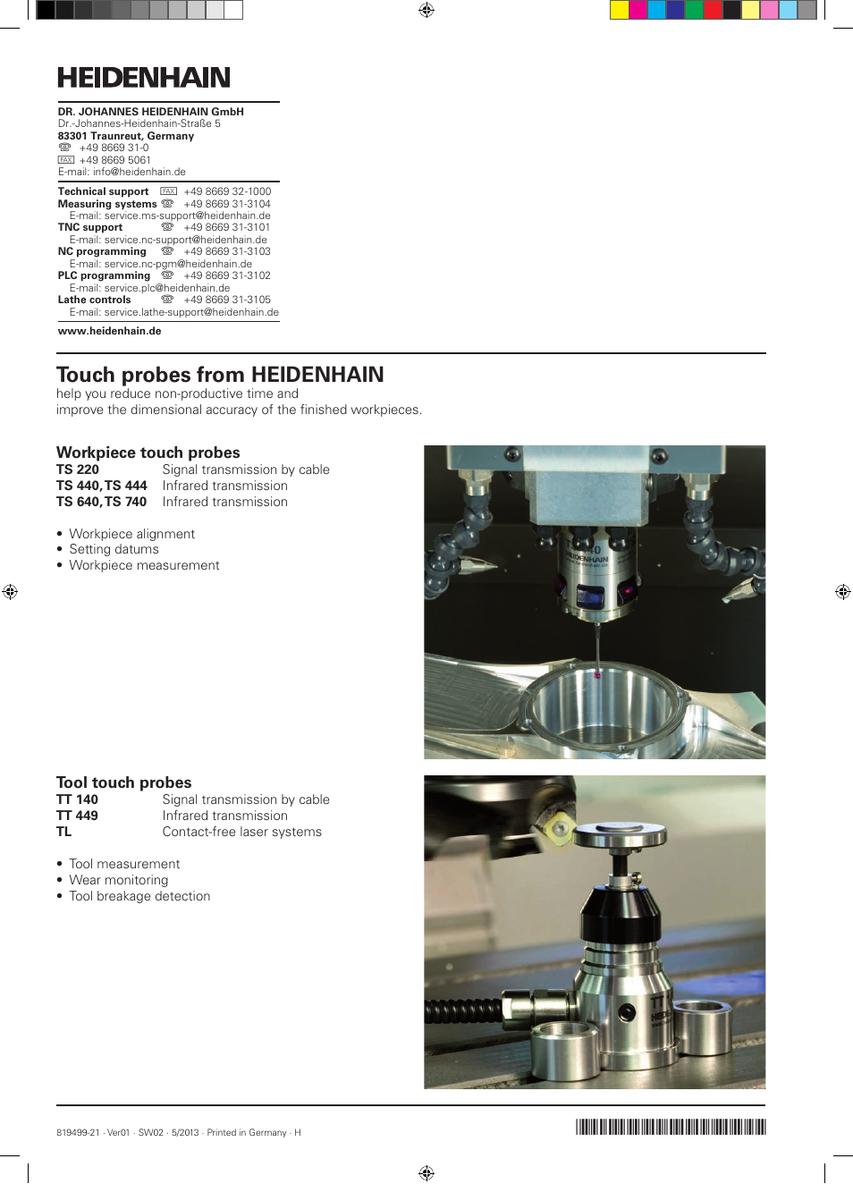 Touch probes from heidenhain, Workpiece touch probes, Tool touch probes | HEIDENHAIN TNC 620 (73498x-02) User Manual | Page 599 / 599