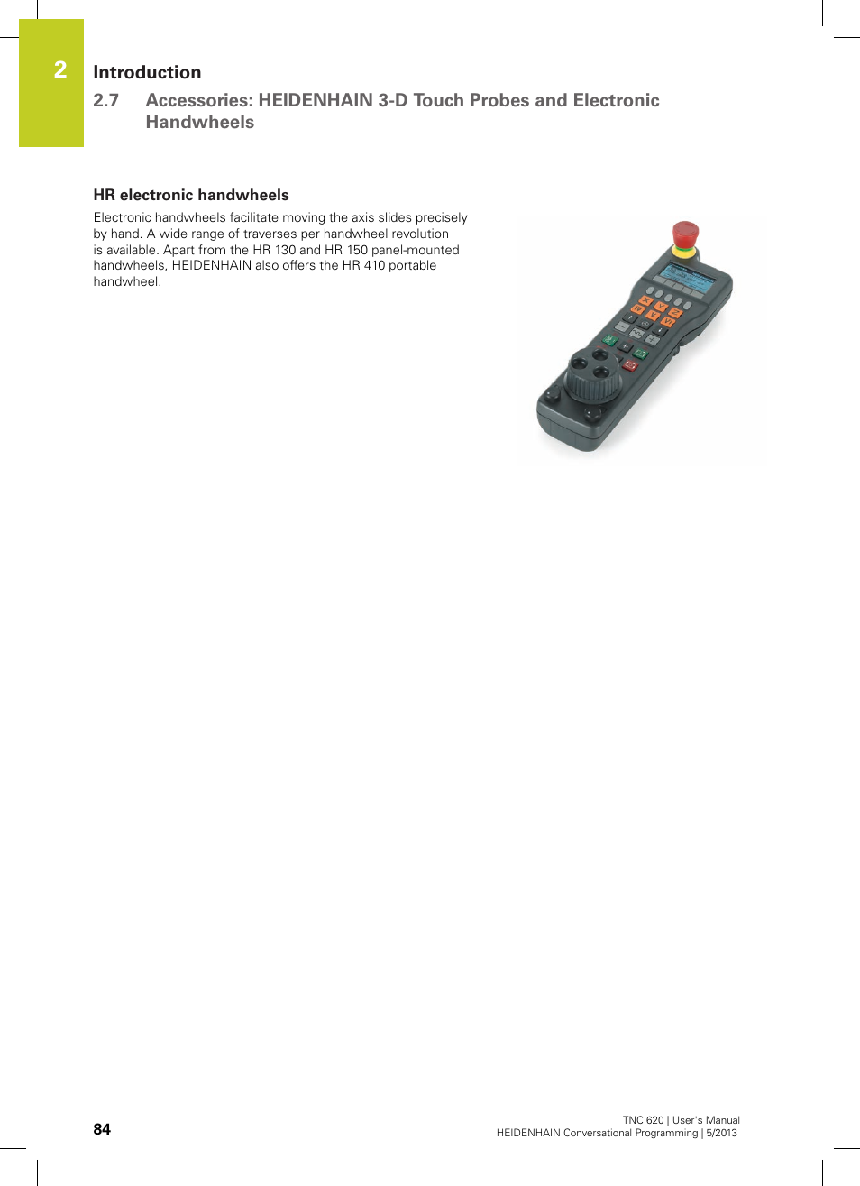 Hr electronic handwheels | HEIDENHAIN TNC 620 (73498x-02) User Manual | Page 84 / 599