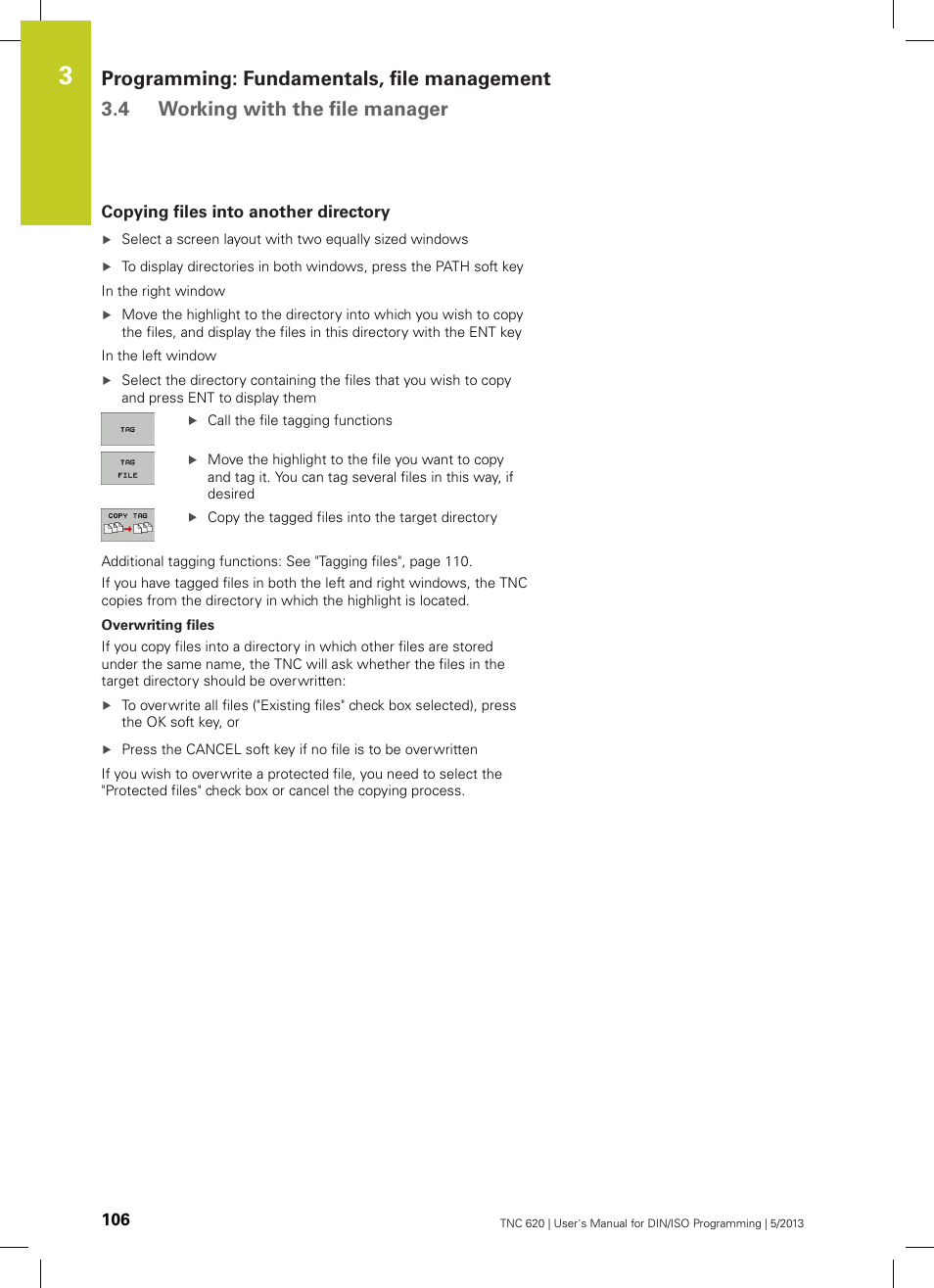 Copying files into another directory | HEIDENHAIN TNC 620 (73498x-02) ISO programming User Manual | Page 106 / 557