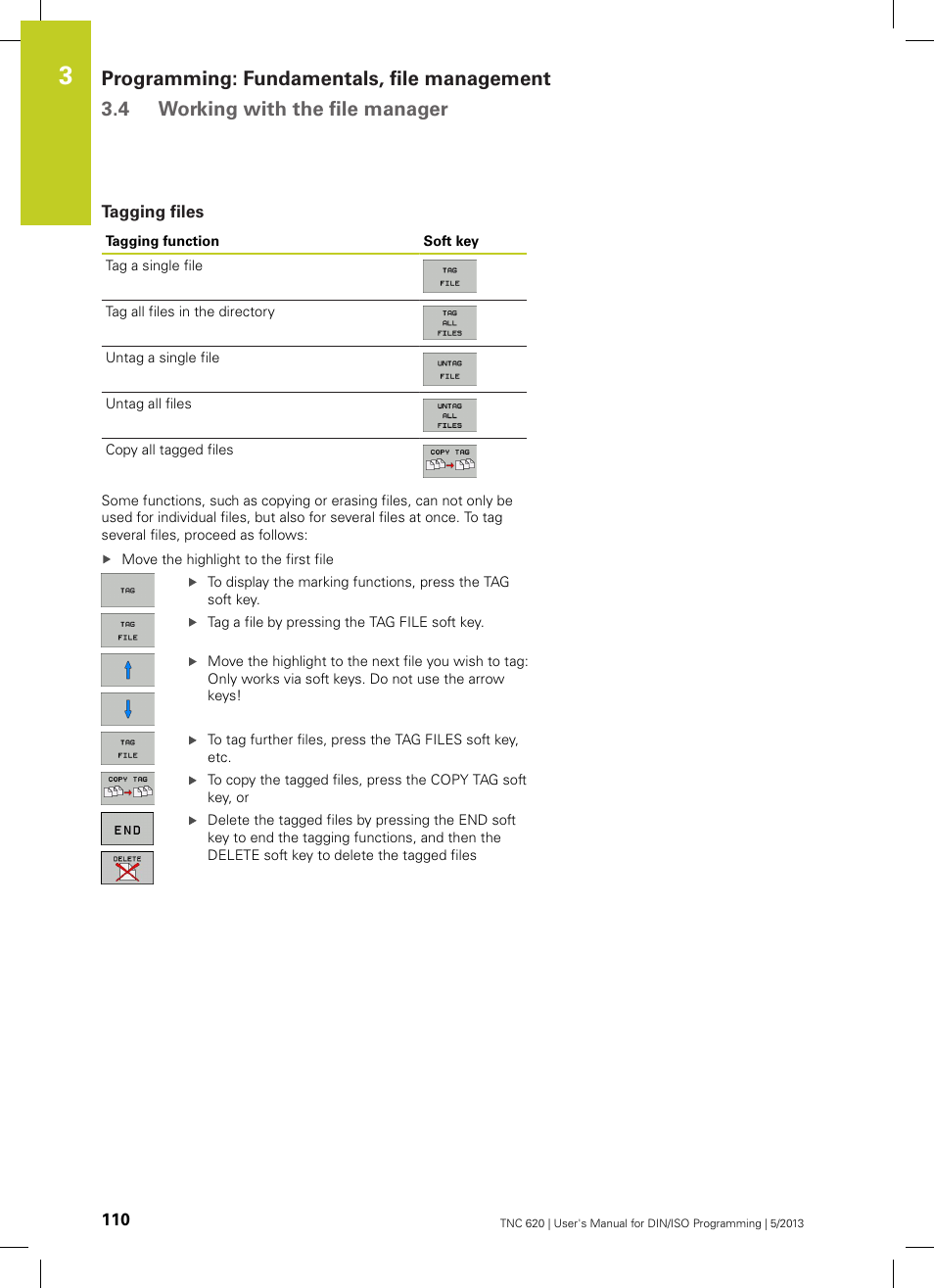 Tagging files | HEIDENHAIN TNC 620 (73498x-02) ISO programming User Manual | Page 110 / 557