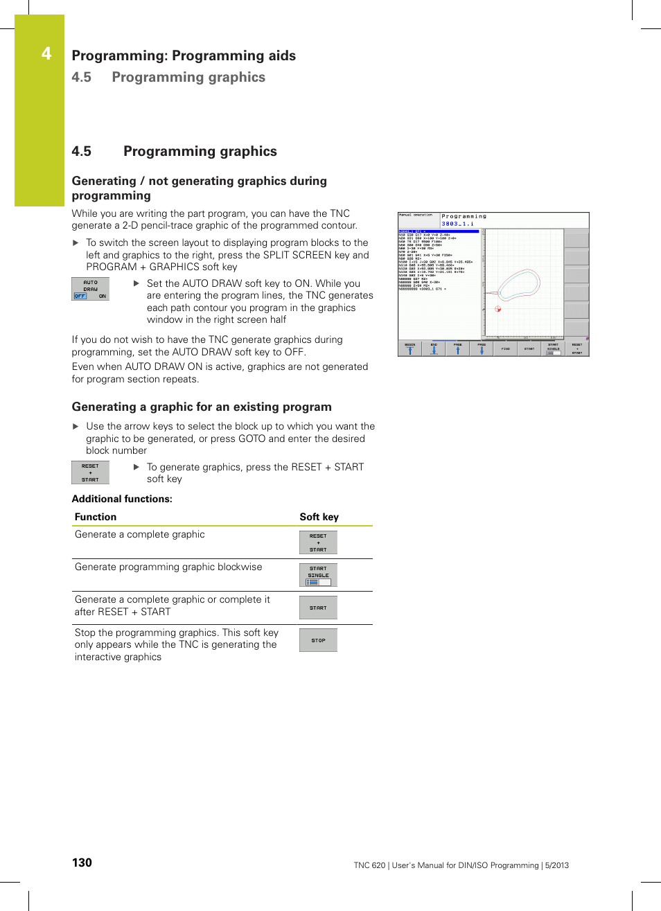 5 programming graphics, Generating a graphic for an existing program, Programming graphics | HEIDENHAIN TNC 620 (73498x-02) ISO programming User Manual | Page 130 / 557