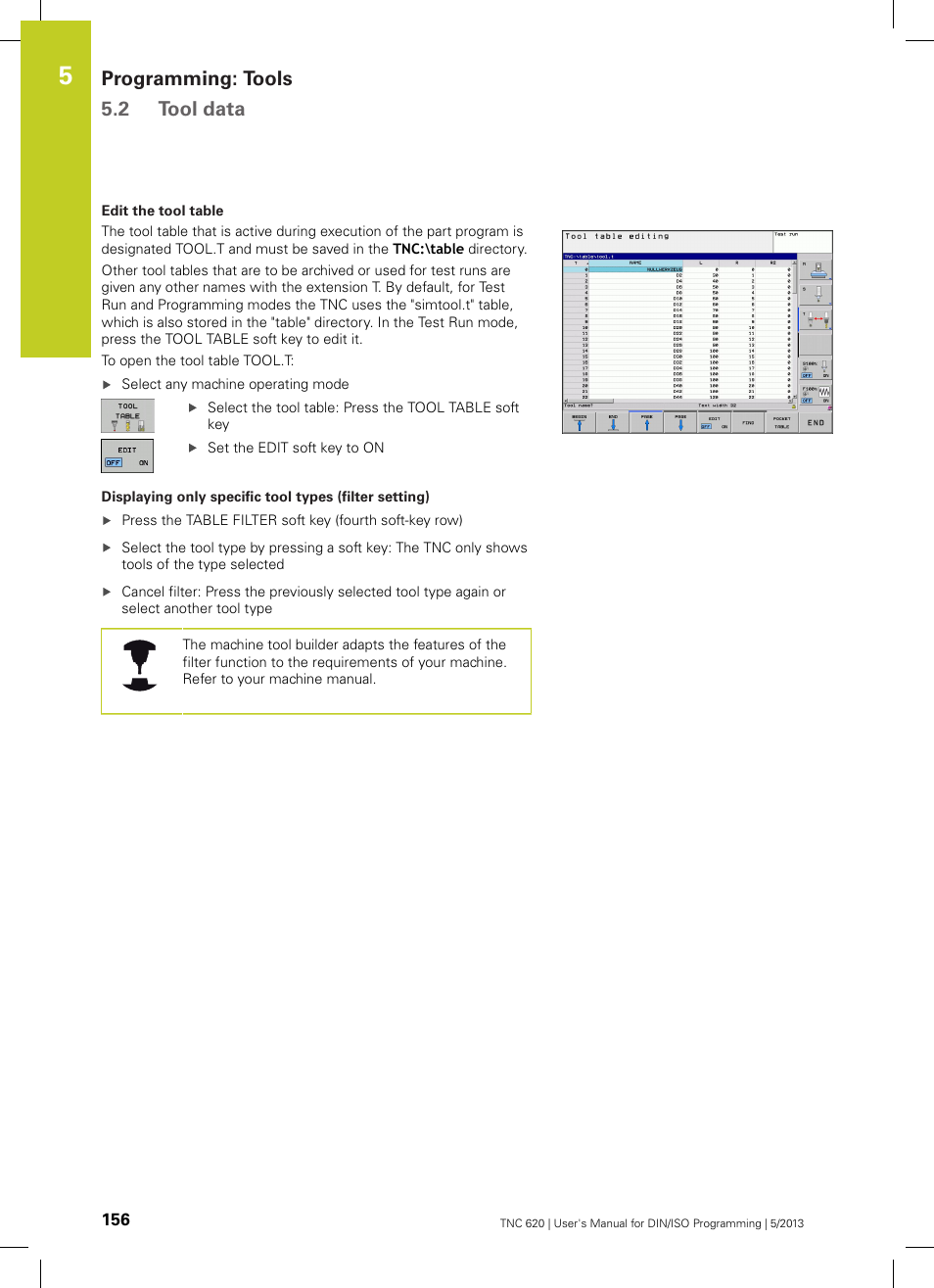 Programming: tools 5.2 tool data | HEIDENHAIN TNC 620 (73498x-02) ISO programming User Manual | Page 156 / 557