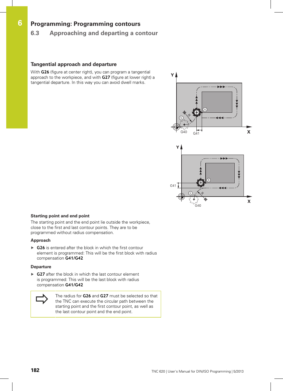 Tangential approach and departure | HEIDENHAIN TNC 620 (73498x-02) ISO programming User Manual | Page 182 / 557