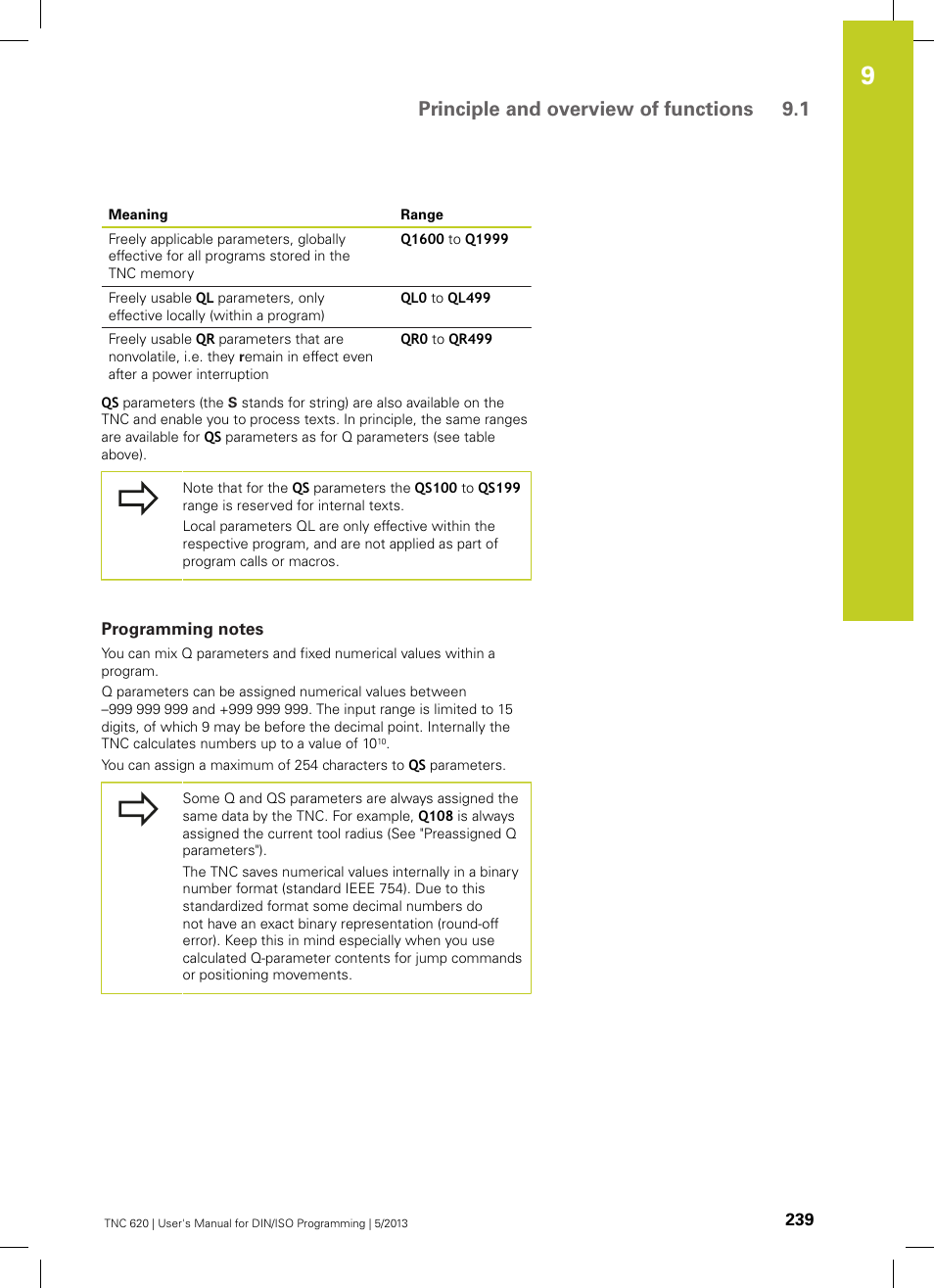 Programming notes, Principle and overview of functions 9.1 | HEIDENHAIN TNC 620 (73498x-02) ISO programming User Manual | Page 239 / 557