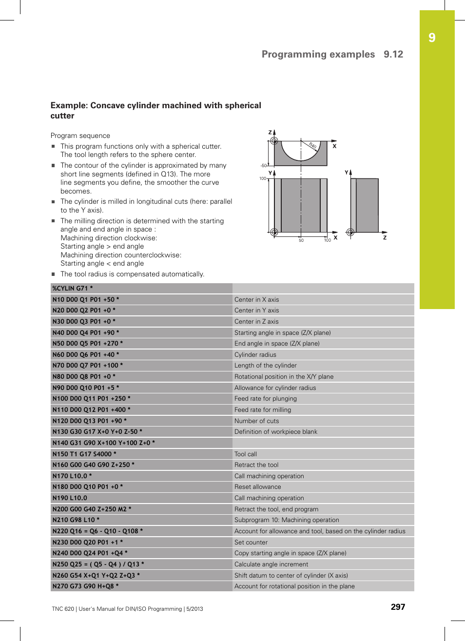Programming examples 9.12 | HEIDENHAIN TNC 620 (73498x-02) ISO programming User Manual | Page 297 / 557