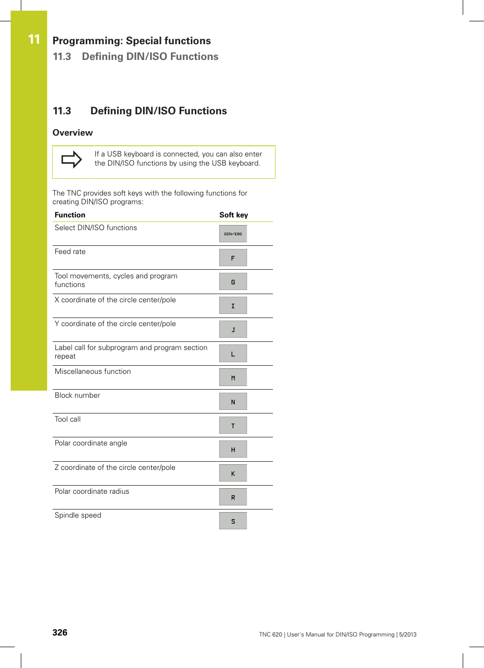 3 defining din/iso functions, Overview, Defining din/iso functions | HEIDENHAIN TNC 620 (73498x-02) ISO programming User Manual | Page 326 / 557