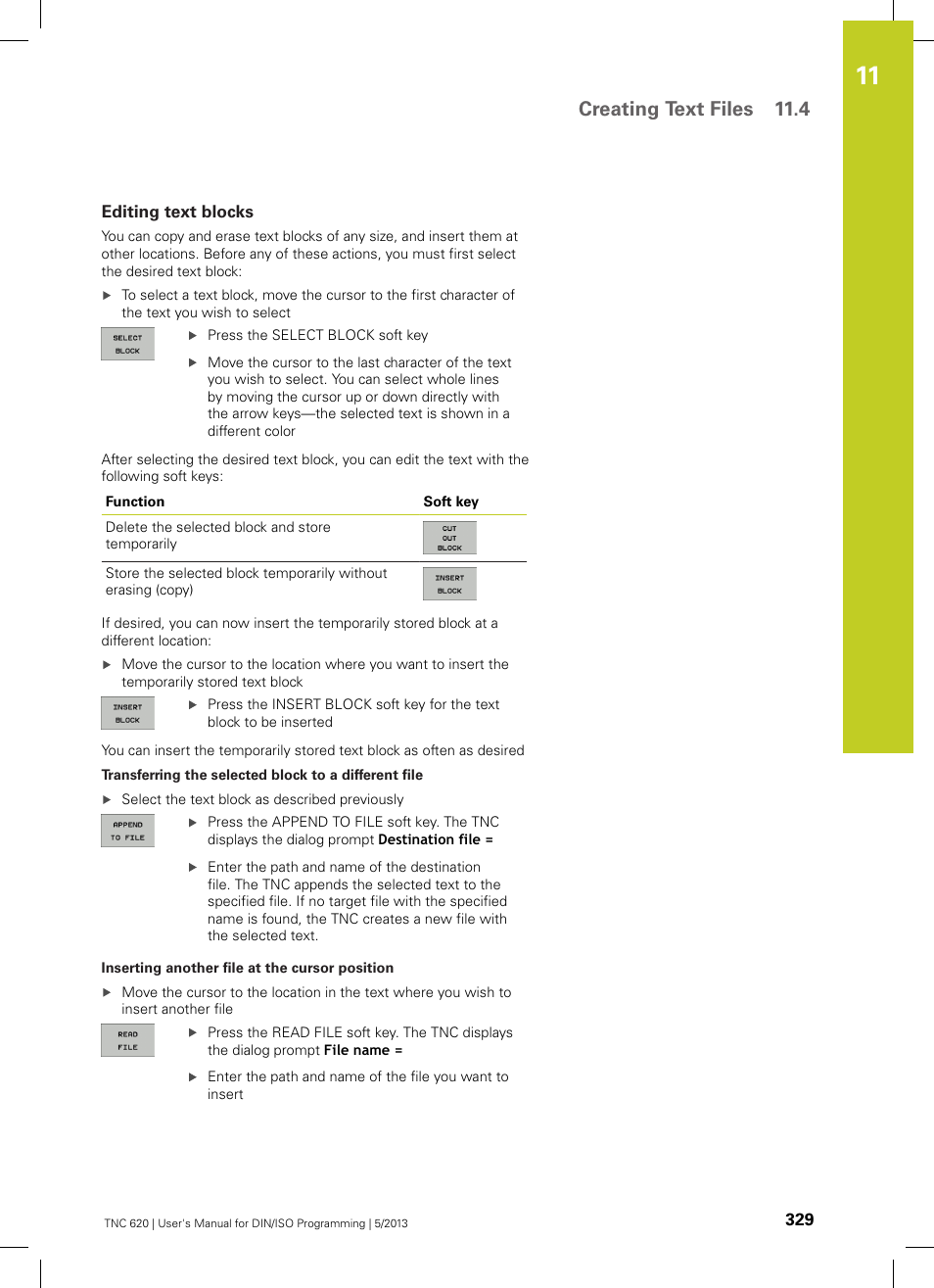 Editing text blocks, Creating text files 11.4 | HEIDENHAIN TNC 620 (73498x-02) ISO programming User Manual | Page 329 / 557