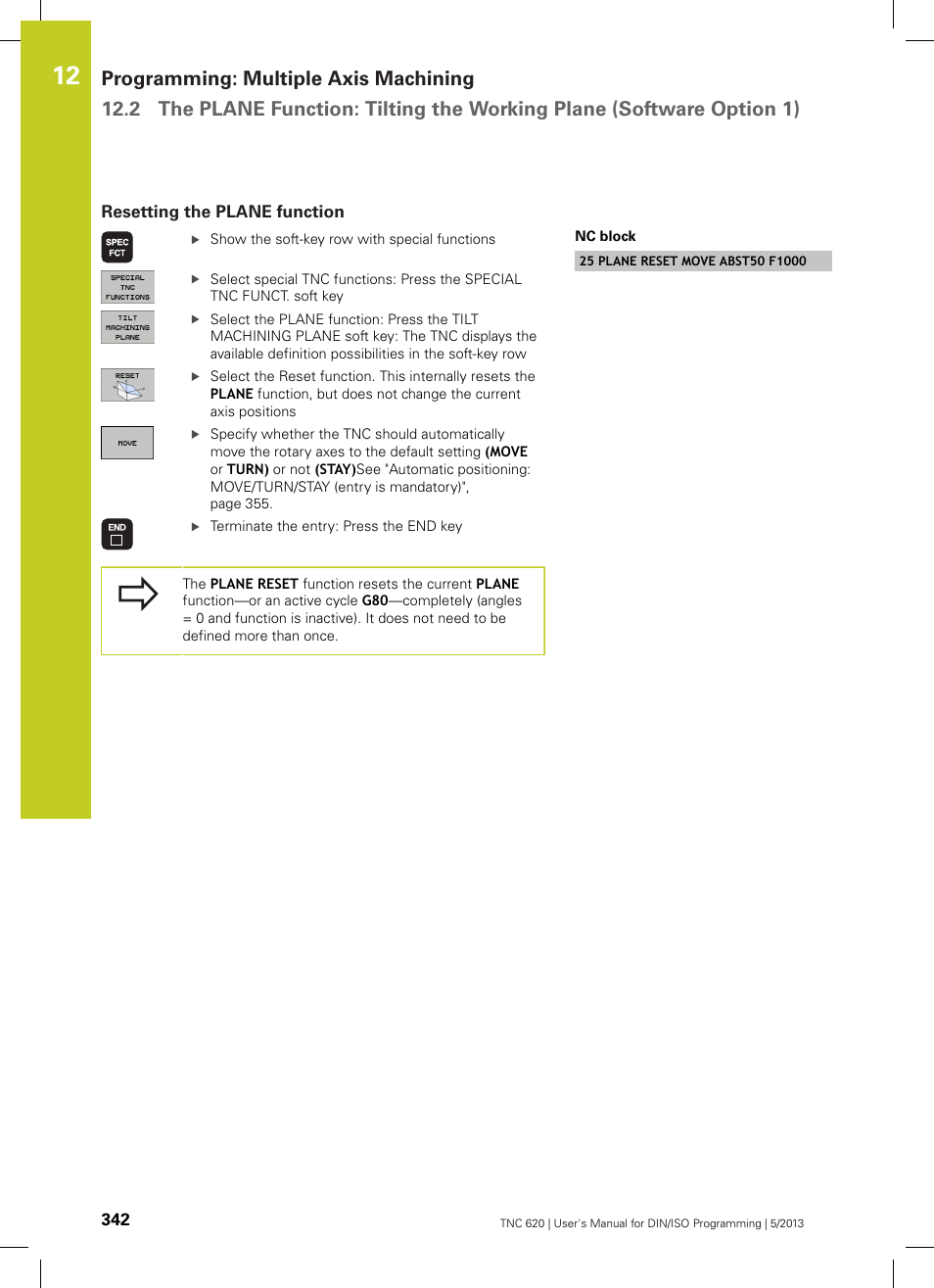 Resetting the plane function | HEIDENHAIN TNC 620 (73498x-02) ISO programming User Manual | Page 342 / 557