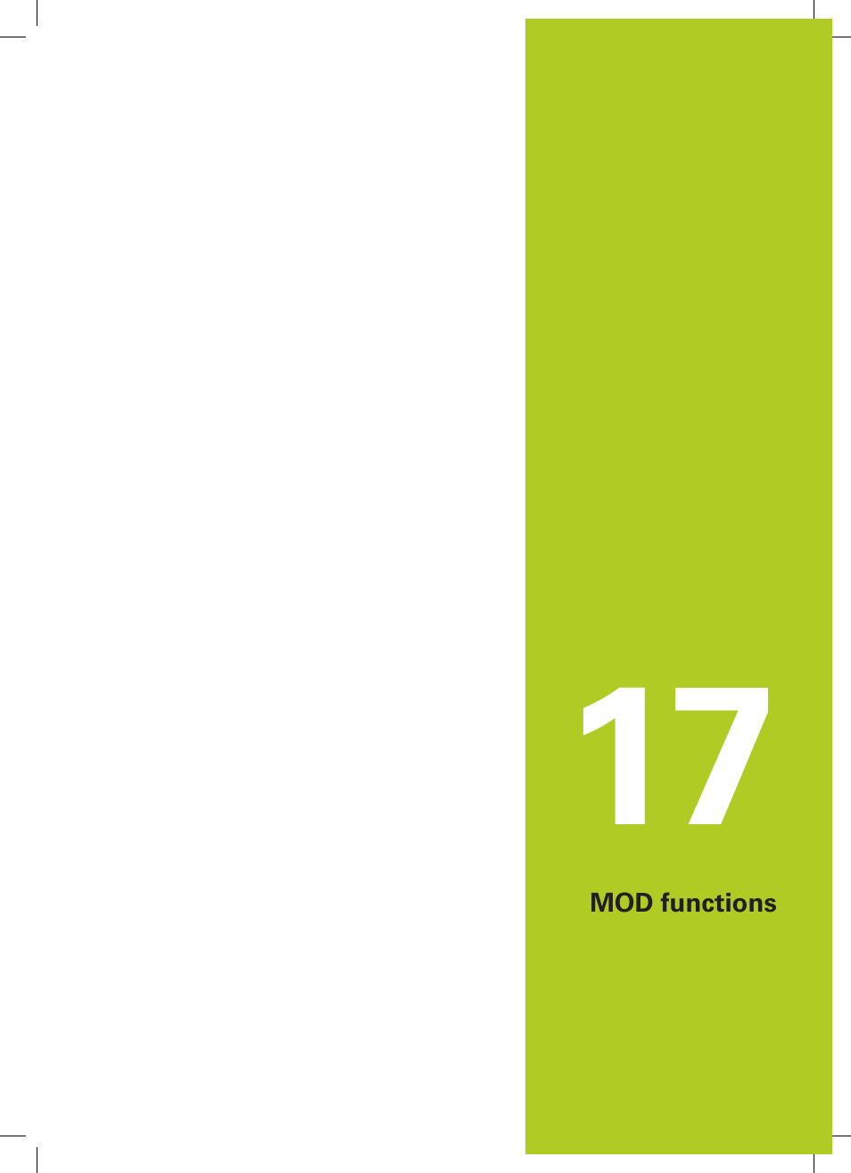 17 mod functions, Mod functions | HEIDENHAIN TNC 620 (73498x-02) ISO programming User Manual | Page 473 / 557