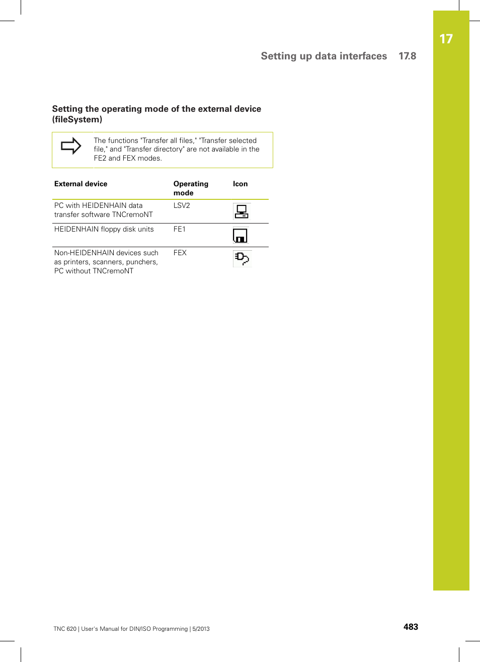 Setting up data interfaces 17.8 | HEIDENHAIN TNC 620 (73498x-02) ISO programming User Manual | Page 483 / 557