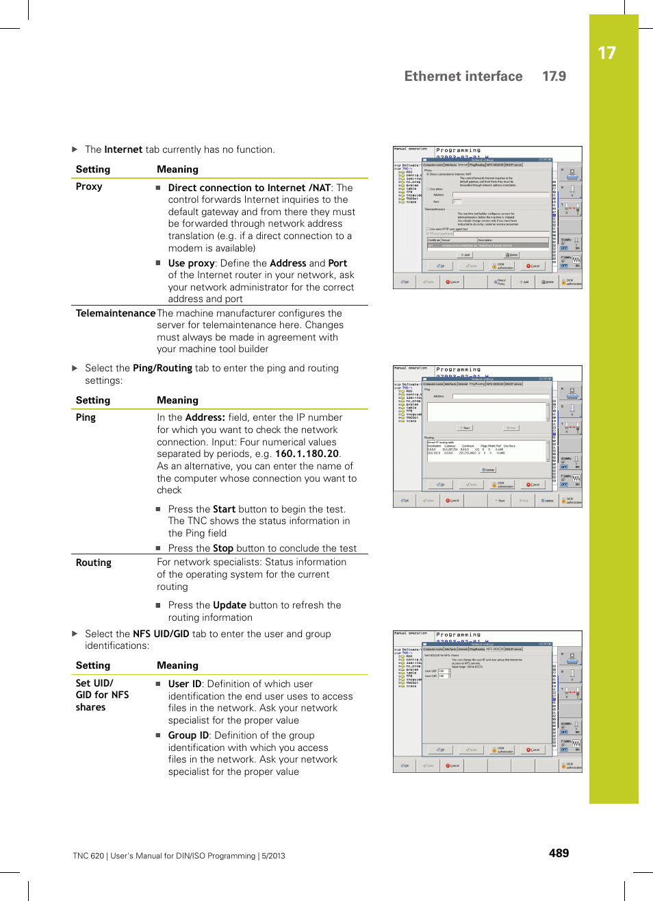 Ethernet interface 17.9 | HEIDENHAIN TNC 620 (73498x-02) ISO programming User Manual | Page 489 / 557