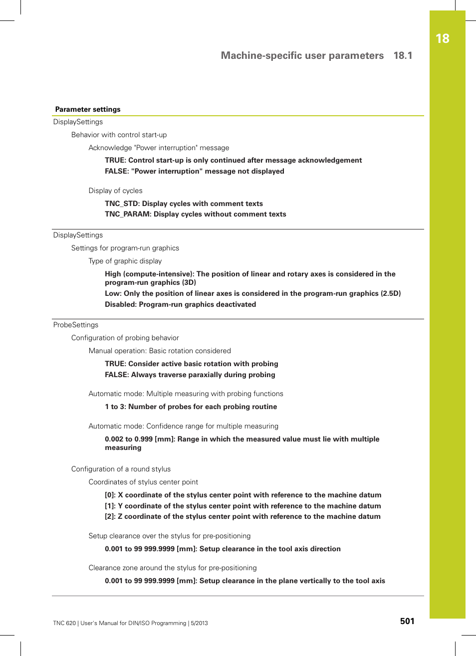Machine-specific user parameters 18.1 | HEIDENHAIN TNC 620 (73498x-02) ISO programming User Manual | Page 501 / 557