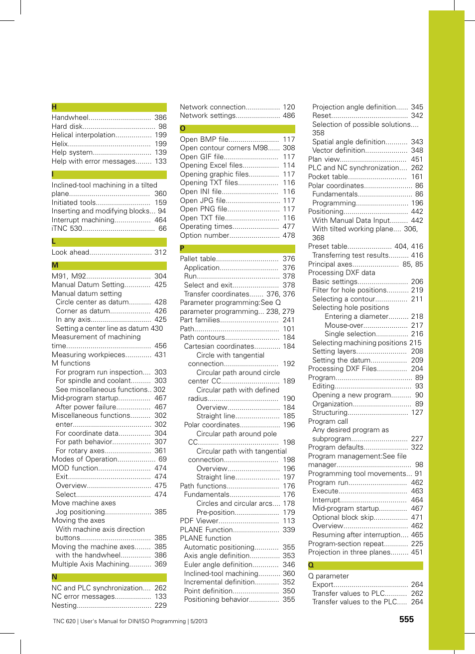 HEIDENHAIN TNC 620 (73498x-02) ISO programming User Manual | Page 555 / 557