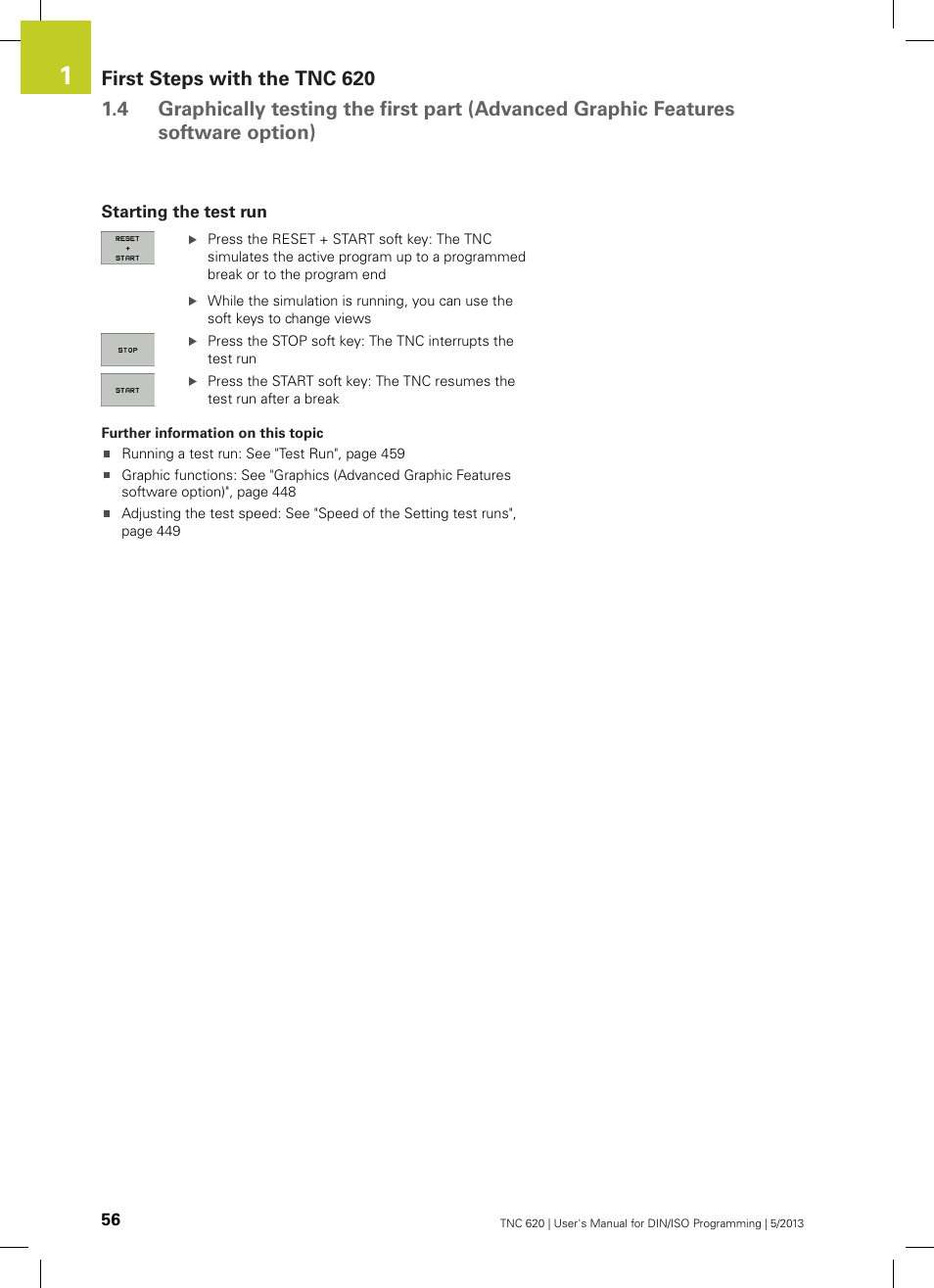 Starting the test run | HEIDENHAIN TNC 620 (73498x-02) ISO programming User Manual | Page 56 / 557