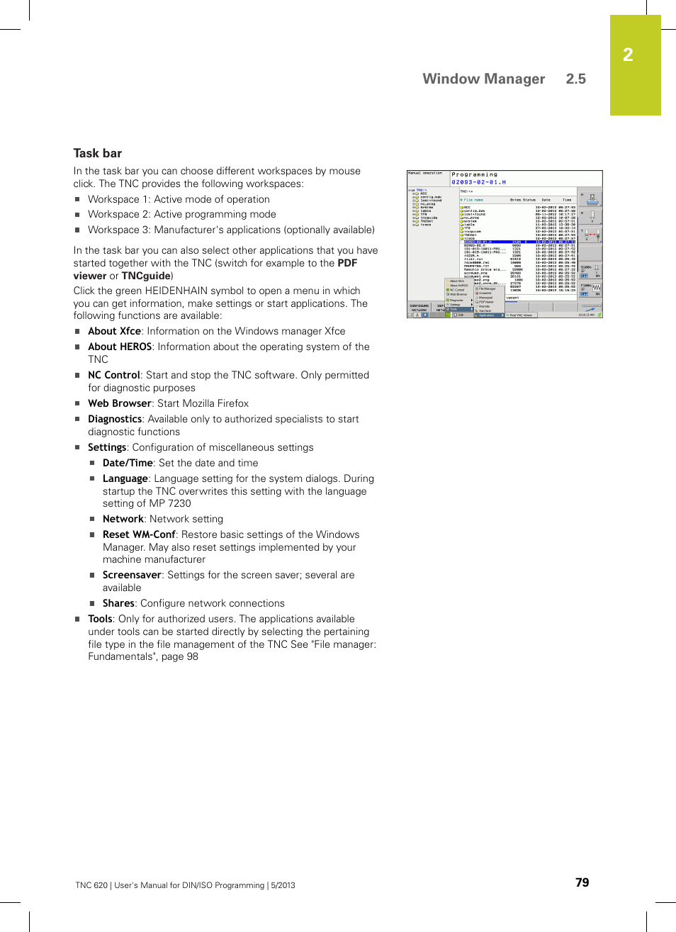Task bar, Window manager 2.5 | HEIDENHAIN TNC 620 (73498x-02) ISO programming User Manual | Page 79 / 557