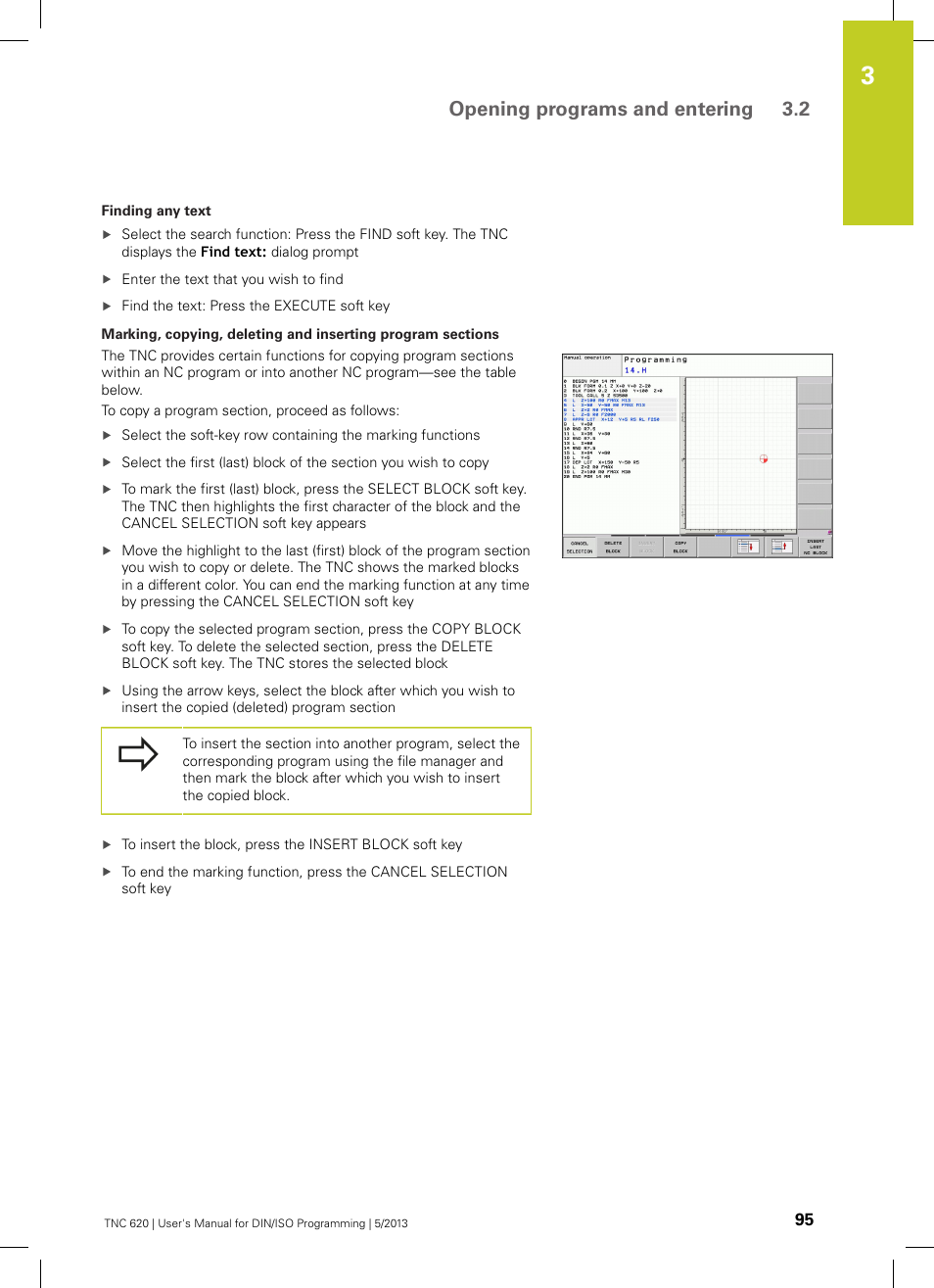 Opening programs and entering 3.2 | HEIDENHAIN TNC 620 (73498x-02) ISO programming User Manual | Page 95 / 557