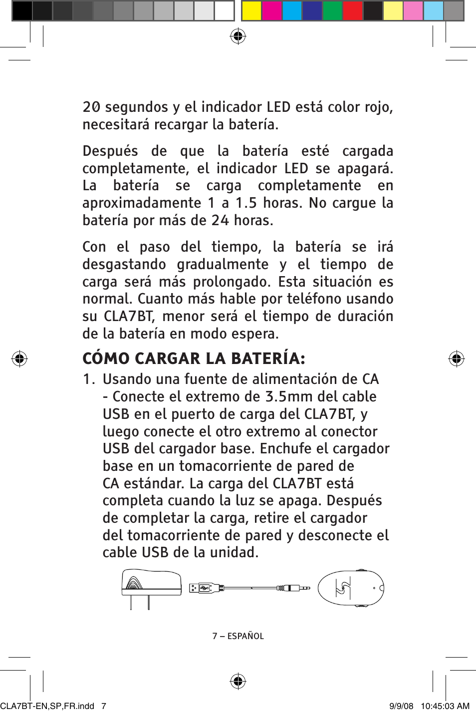 Cómo cargar la batería | ClearSounds CS-CLA7BT User Manual | Page 31 / 76