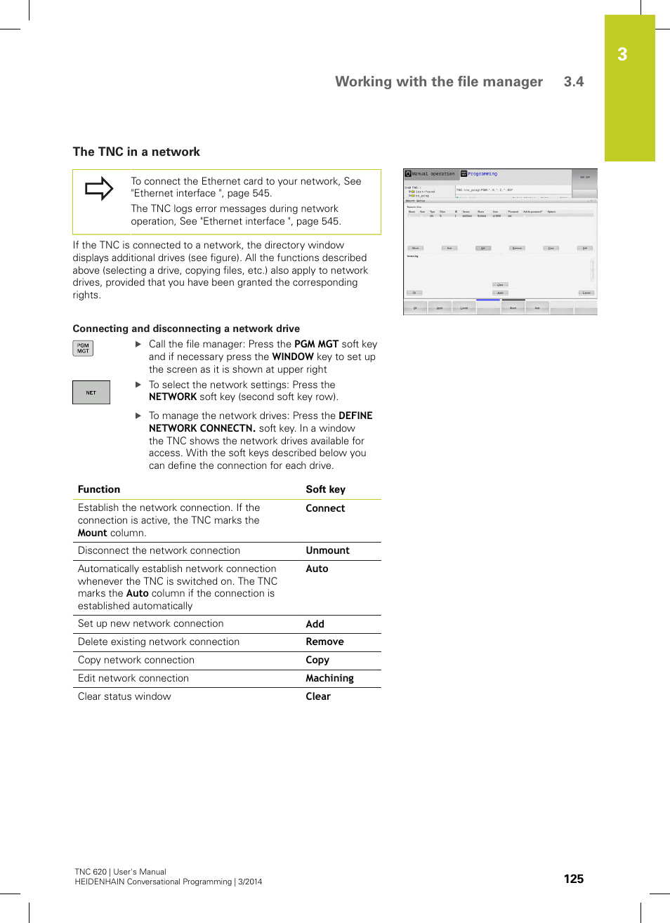 The tnc in a network, Working with the file manager 3.4 | HEIDENHAIN TNC 620 (81760x-01) User Manual | Page 125 / 616