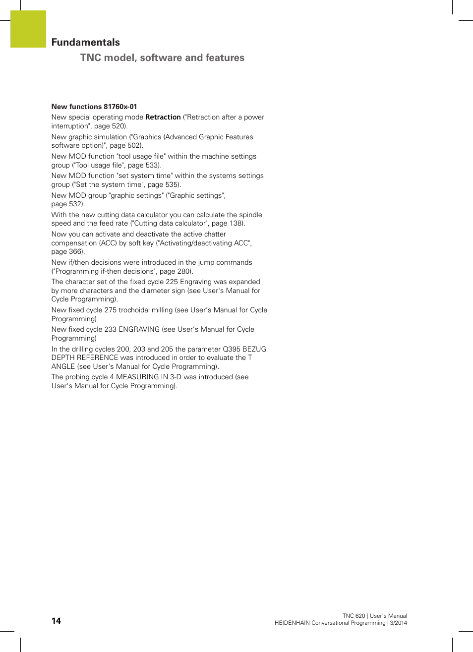 Fundamentals tnc model, software and features | HEIDENHAIN TNC 620 (81760x-01) User Manual | Page 14 / 616