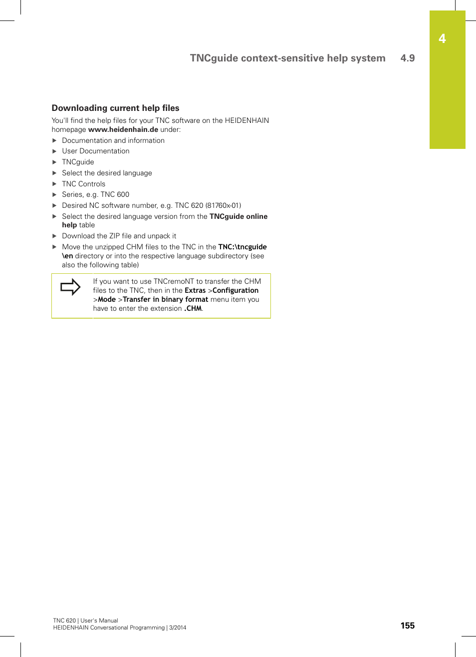 Downloading current help files, Tncguide context-sensitive help system 4.9 | HEIDENHAIN TNC 620 (81760x-01) User Manual | Page 155 / 616