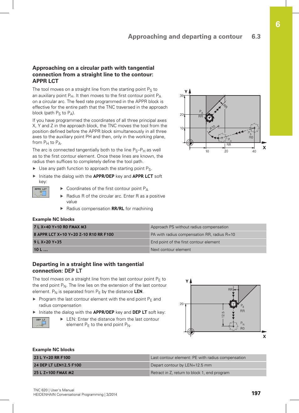 Approaching and departing a contour 6.3 | HEIDENHAIN TNC 620 (81760x-01) User Manual | Page 197 / 616