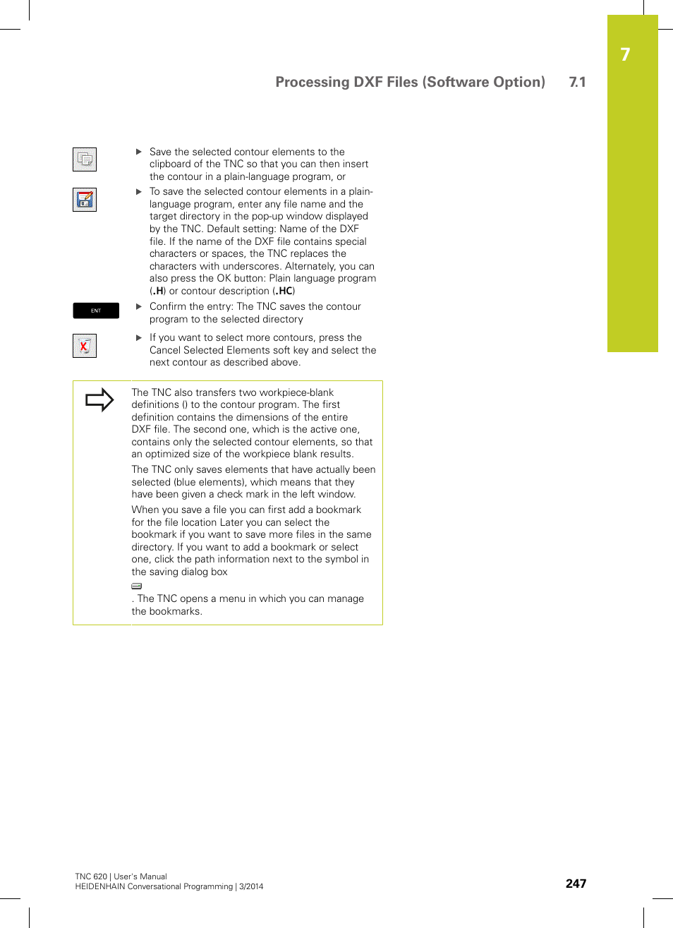 Processing dxf files (software option) 7.1 | HEIDENHAIN TNC 620 (81760x-01) User Manual | Page 247 / 616