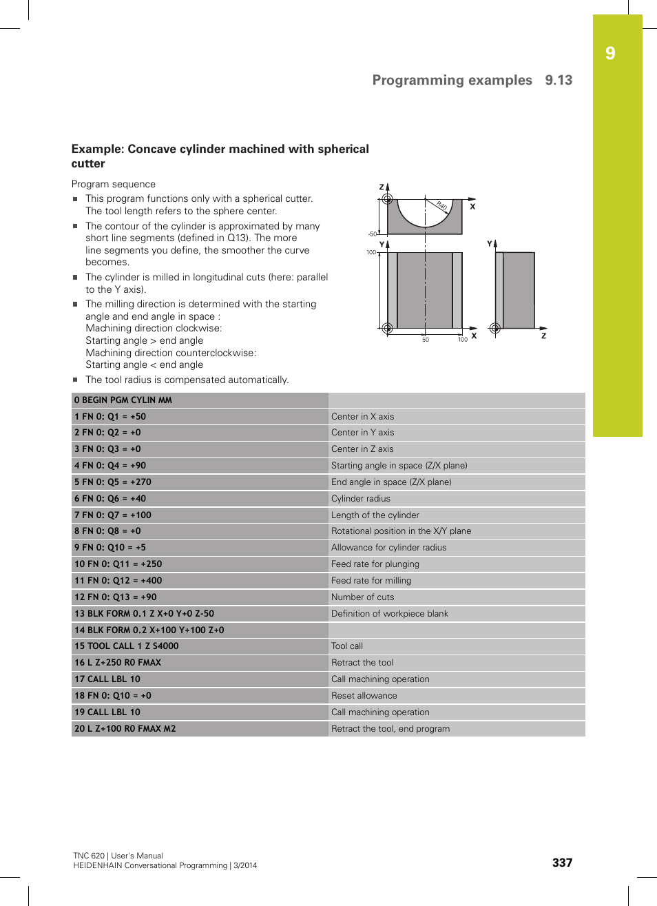 Programming examples 9.13 | HEIDENHAIN TNC 620 (81760x-01) User Manual | Page 337 / 616