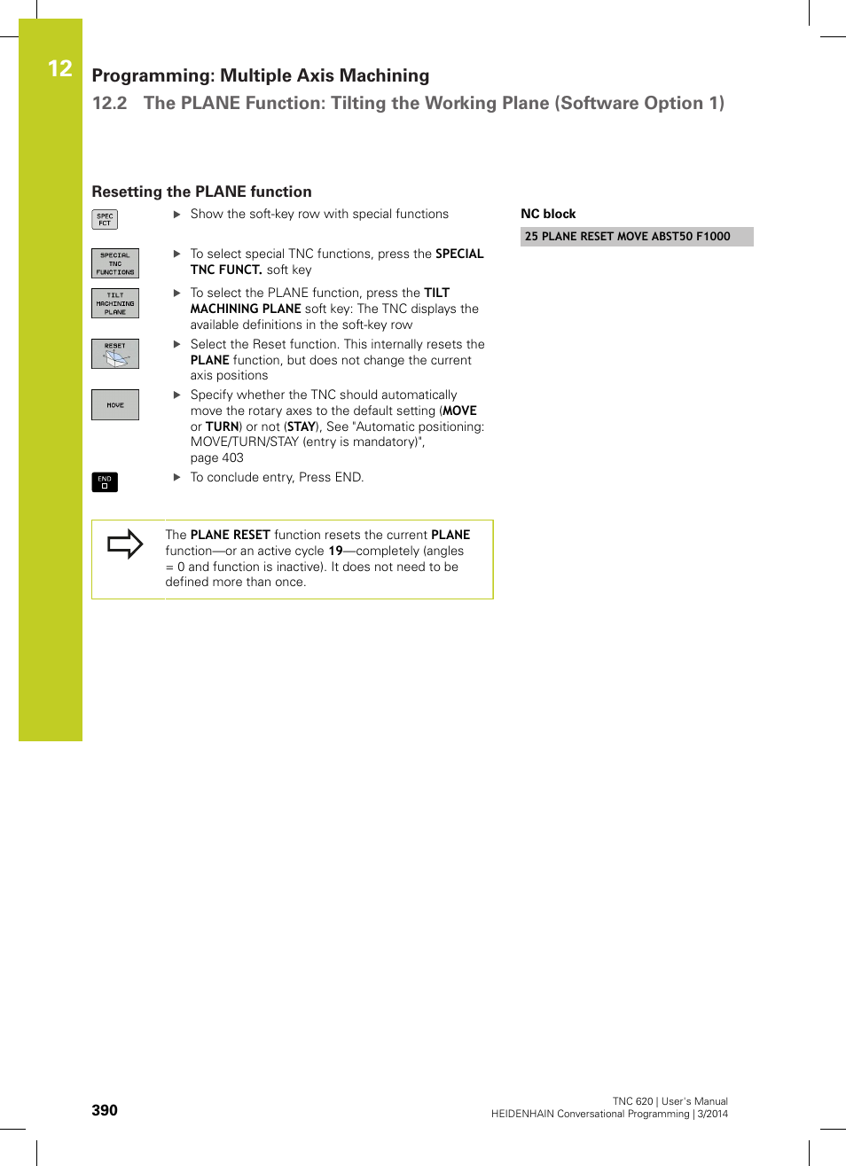 Resetting the plane function | HEIDENHAIN TNC 620 (81760x-01) User Manual | Page 390 / 616