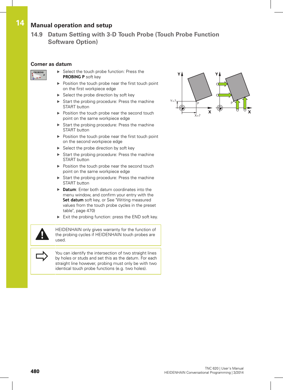 Corner as datum | HEIDENHAIN TNC 620 (81760x-01) User Manual | Page 480 / 616