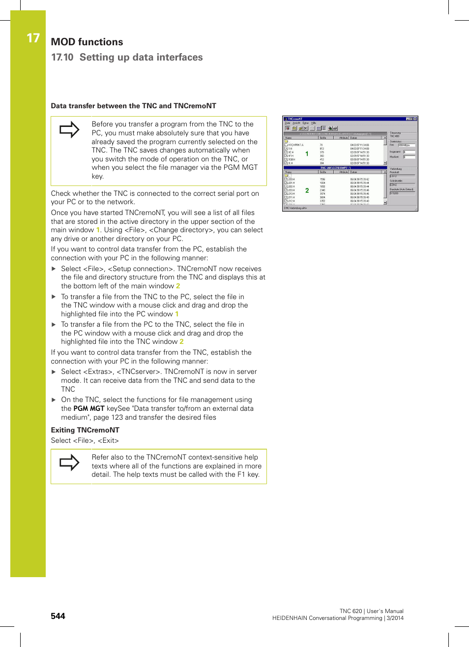 Mod functions 17.10 setting up data interfaces | HEIDENHAIN TNC 620 (81760x-01) User Manual | Page 544 / 616