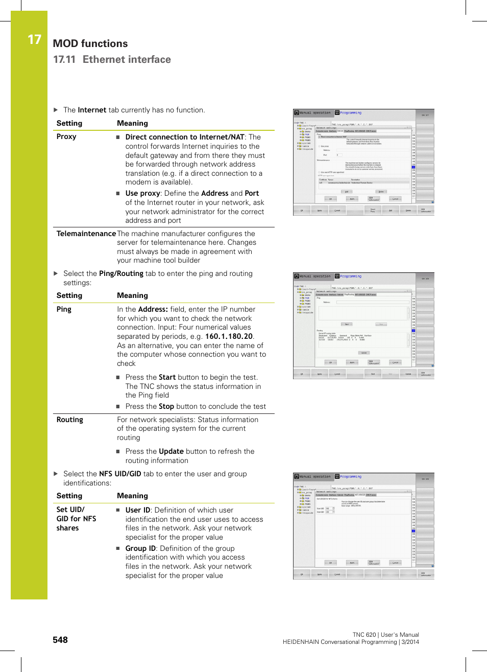 Mod functions 17.11 ethernet interface | HEIDENHAIN TNC 620 (81760x-01) User Manual | Page 548 / 616