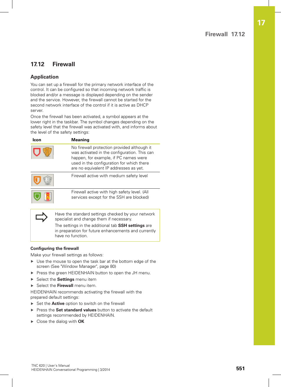 12 firewall, Application, Firewall | Firewall 17.12 | HEIDENHAIN TNC 620 (81760x-01) User Manual | Page 551 / 616